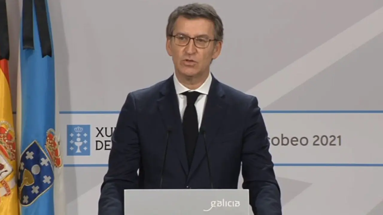 Feijóo, durante la rueda de prensa que ha ofrecido este domingo XUNTA DE GALICIA