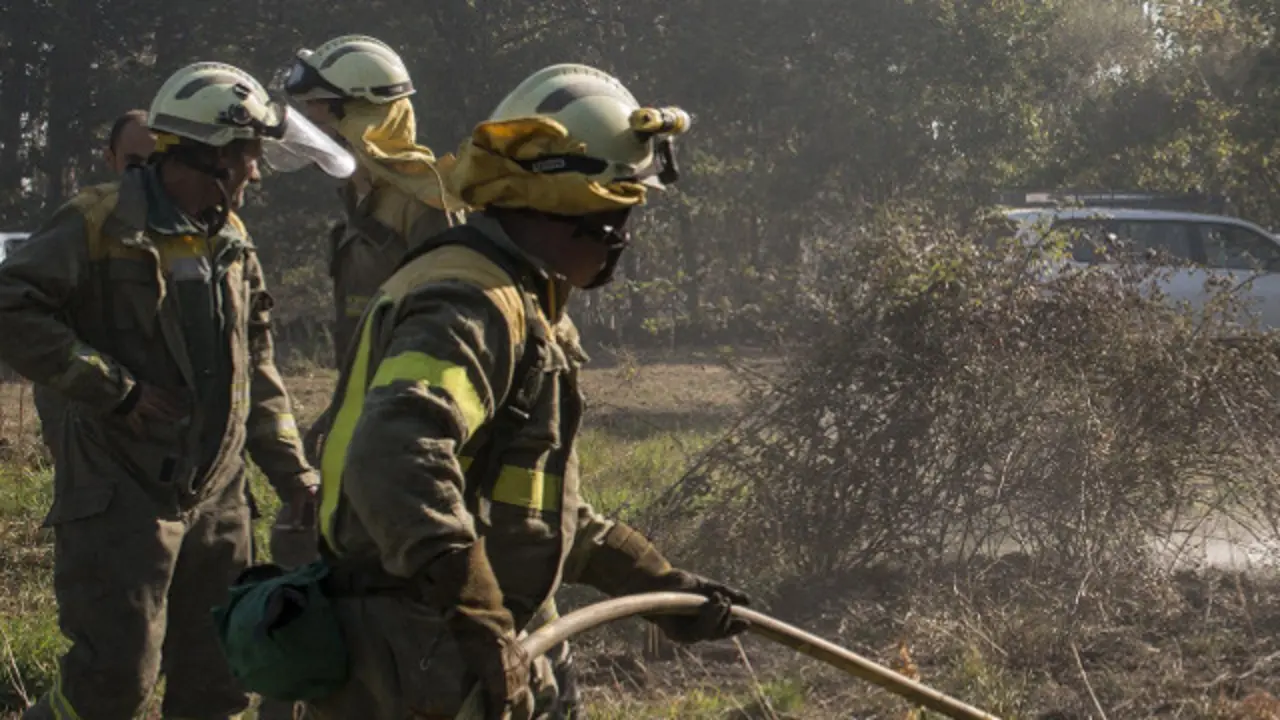 Brigadistas trabajando para sofocar un incendio. ARCHIVO