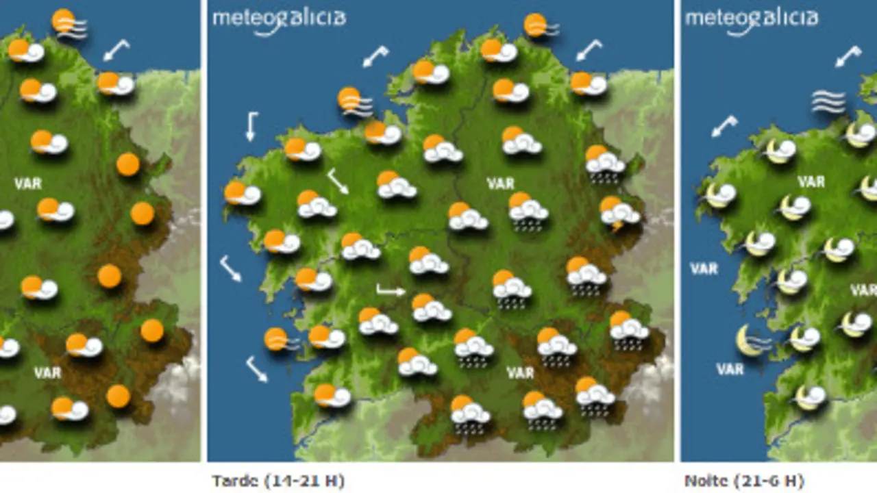 Mapa da previsi&oacute;n do tempo para este s&aacute;bado.METEOGALICIA