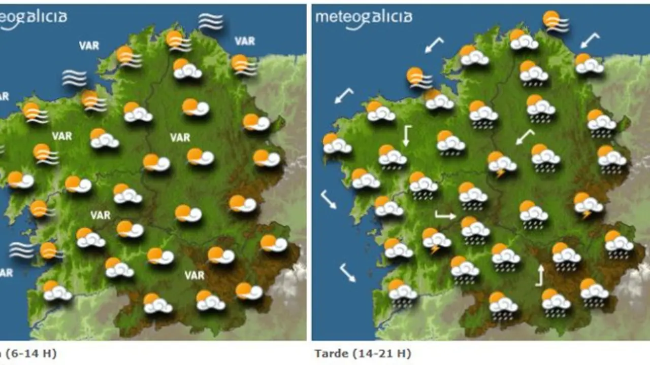 Mapa con la previsión de Meteogalicia