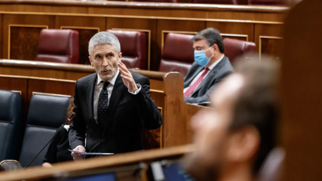 Grande-Marlaska, durante la sesión de control al Gobierno en el Congreso. EFE