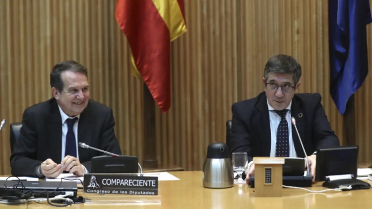 Abel Caballero, junto a Patxi López, en la comisión en el Congreso. KIKO HUESCA