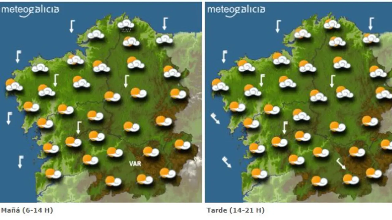Mapa con la previsión de Meteogalicia