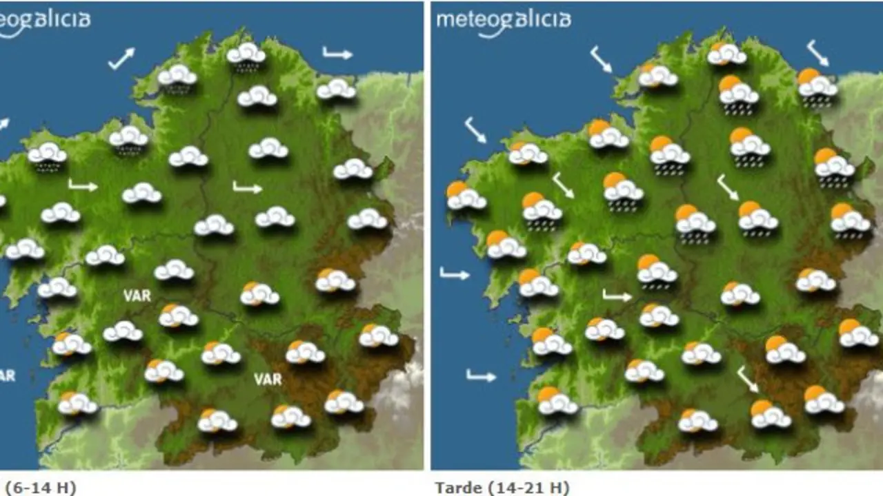 Mapa con la previsión de Meteogalicia