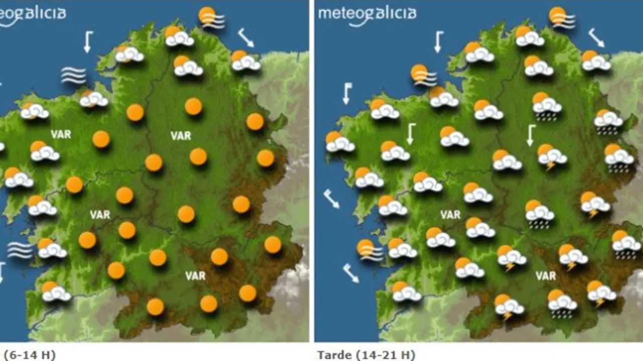 Mapa con la previsión de Meteogalicia