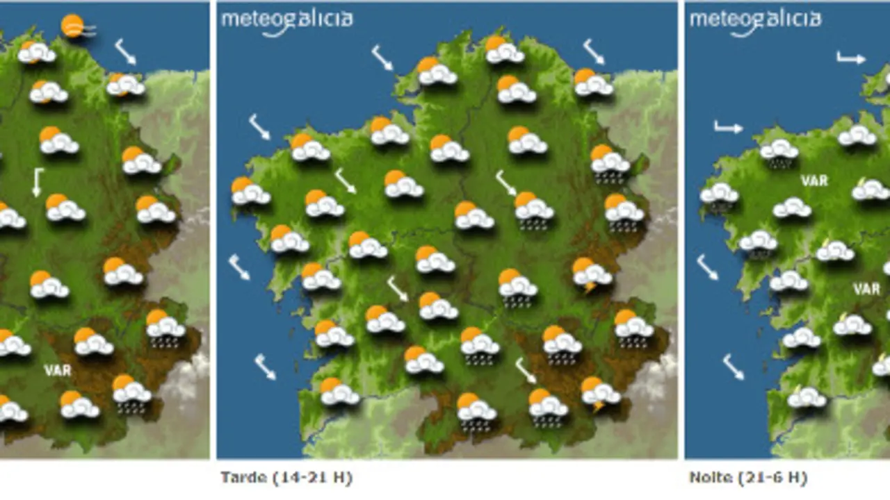 Mapa da previsión do tempo para este xoves.METEOGALICIA