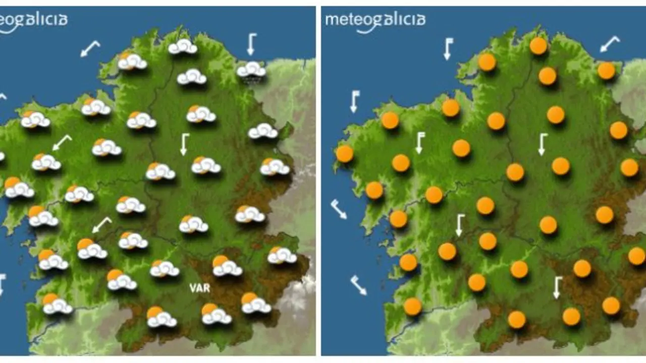 Mapa coa previsión de Meteogalicia