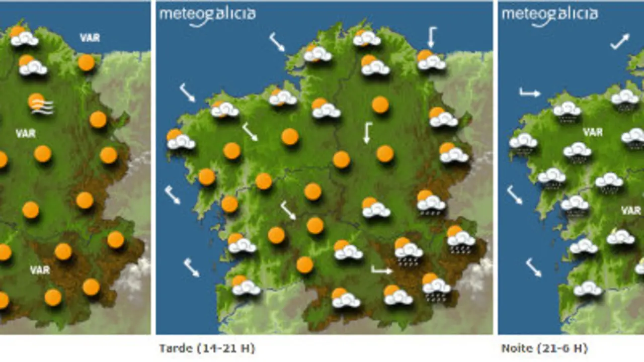 Mapa de la previsión del tiempo para este martes en Galicia (METEOGALICIA)