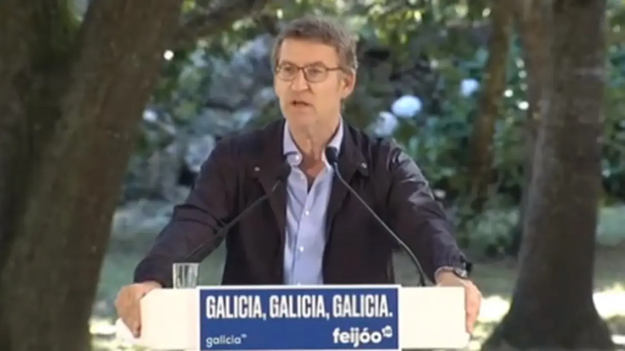 Feijóo, en el mitin en Nigrán. PPDEG