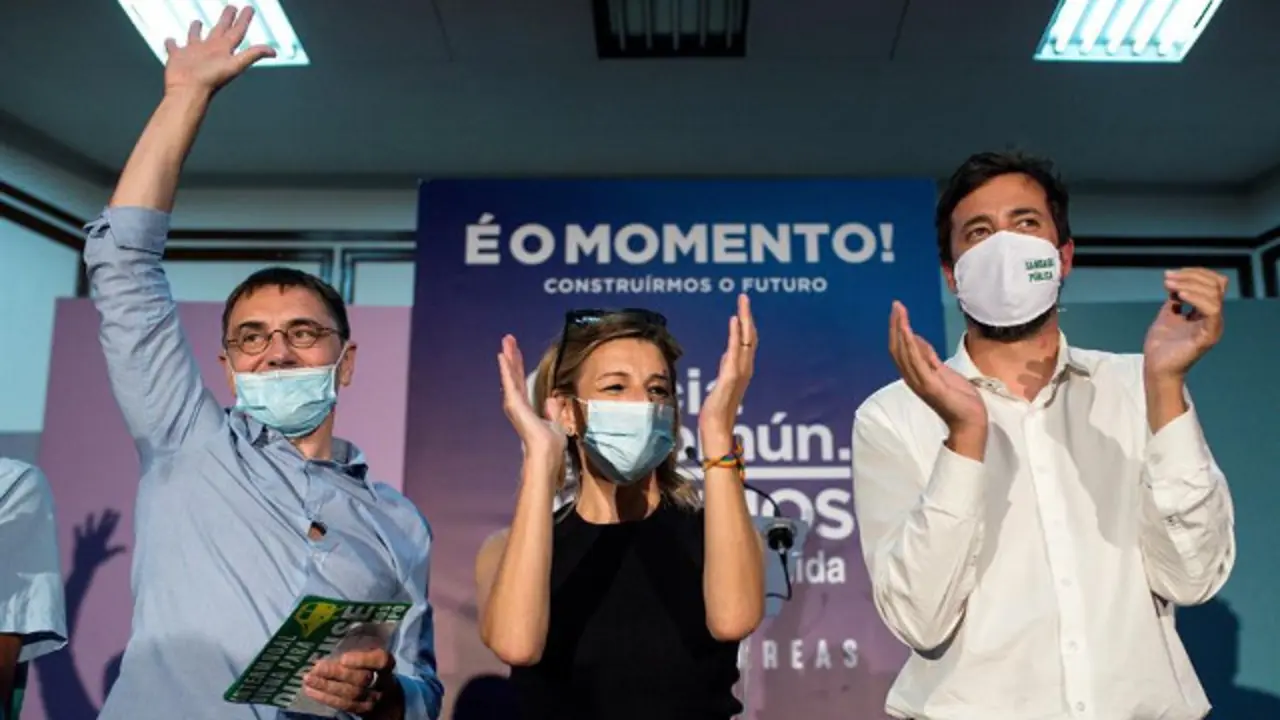 Monedero, Yolanda Díaz y Gómez-Reino. EFE