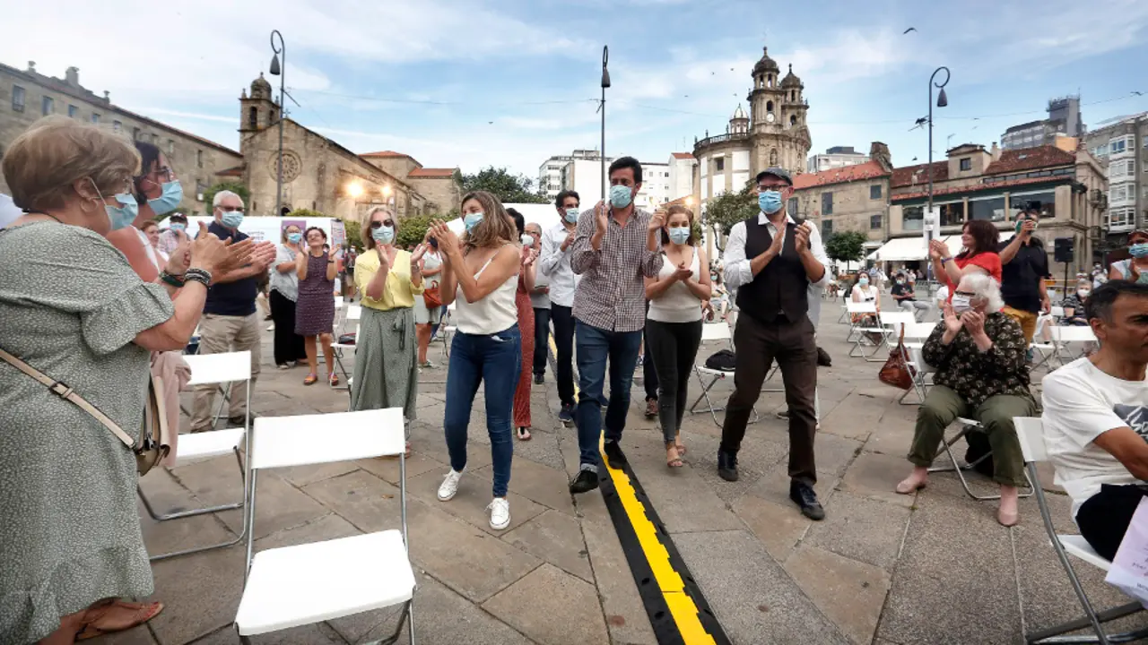 Acto de Galicia en Común, en Pontevedra. JAVIER CERVERA