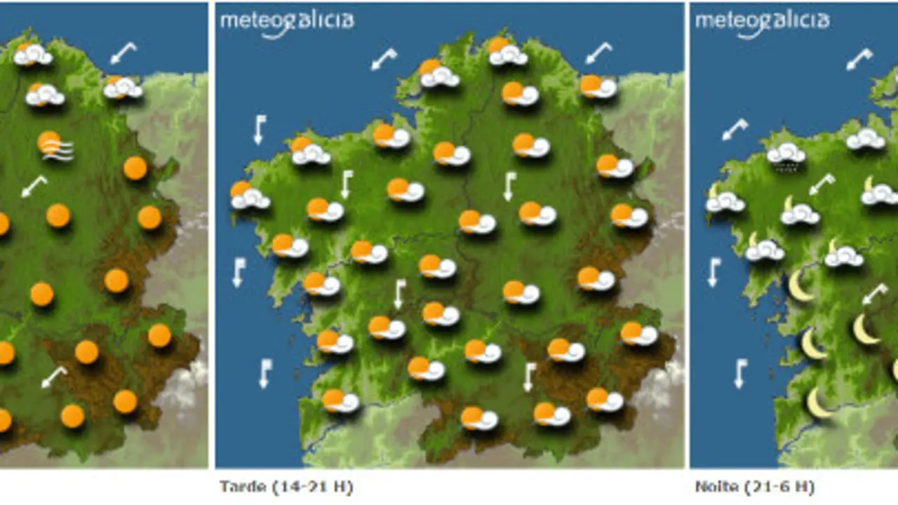 Mapa da previsión do tempo para este martes. METEOGALCIA