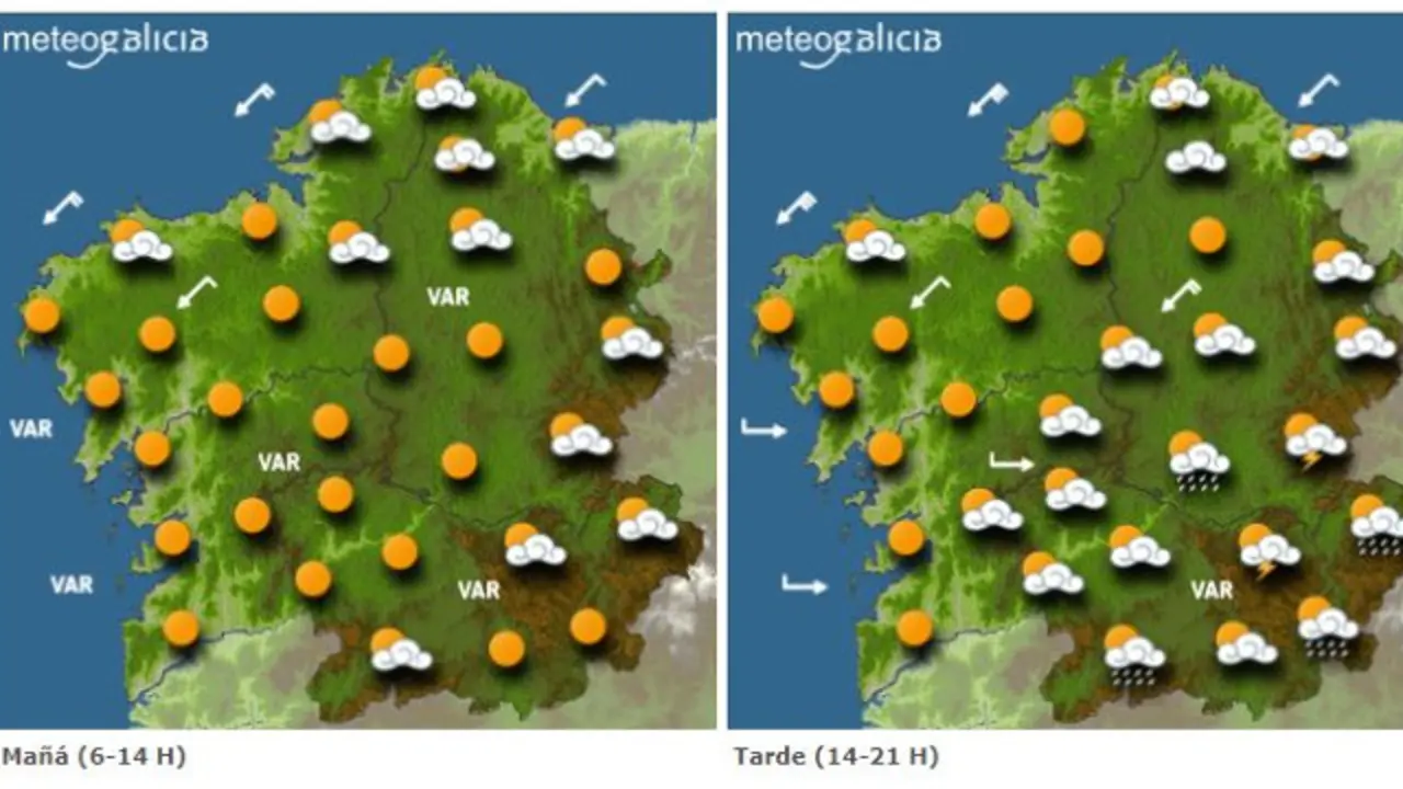 Mapa con la previsión de Meteogalicia