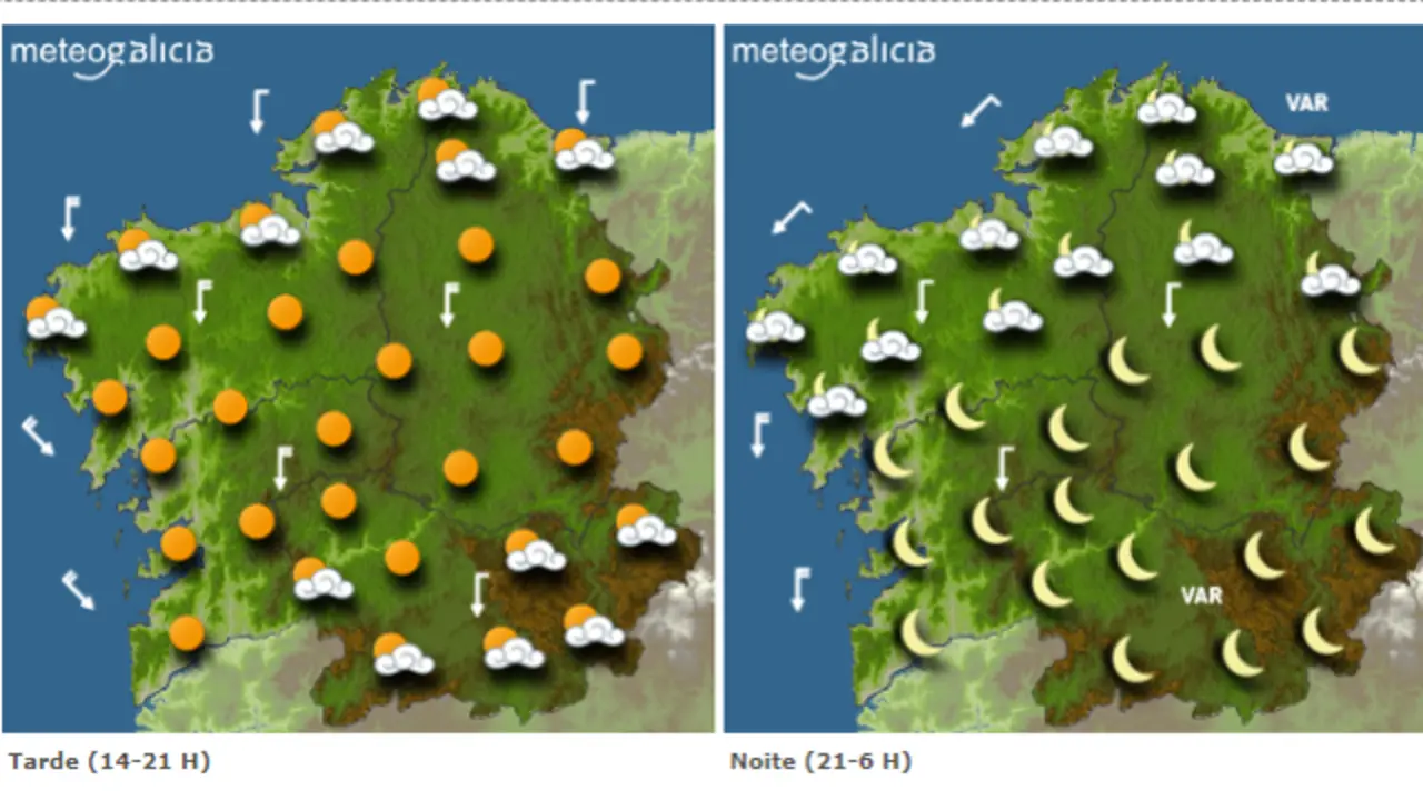 Mapa predición meteorolóxica xoves. METEOGALICIA