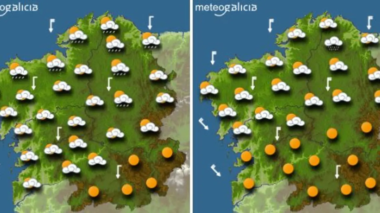 Mapa da previsión do tempo para este luns. METEOGALICIA