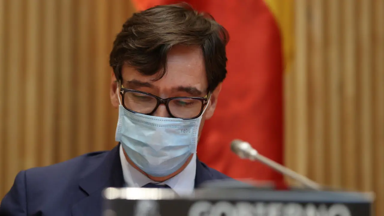 O ministro de Sanidade, Salvador Illa, este xoves durante a súa comparecencia en na Comisión de Sanidade do Congreso. EFE/Mariscal