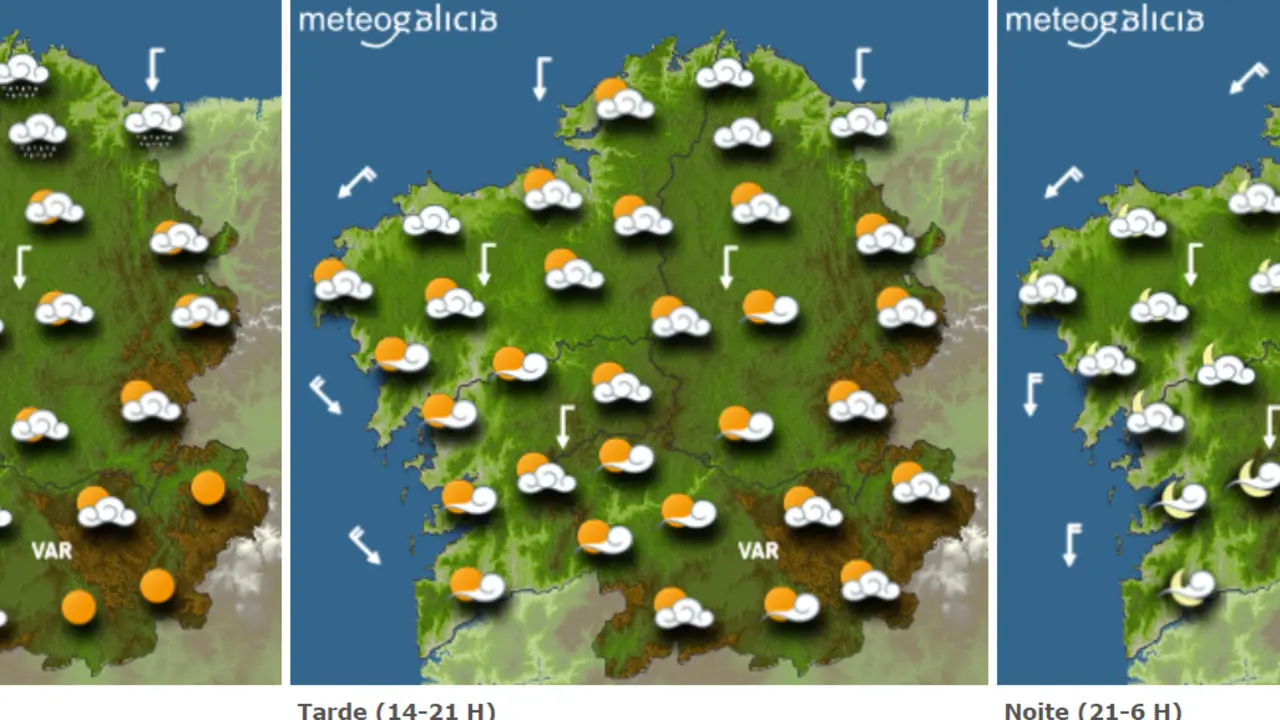 Mapa do tempo para este luns