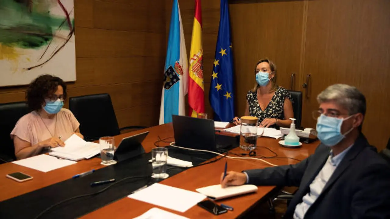 La conselleira Fabiola García durante la videoconferencia. EFE