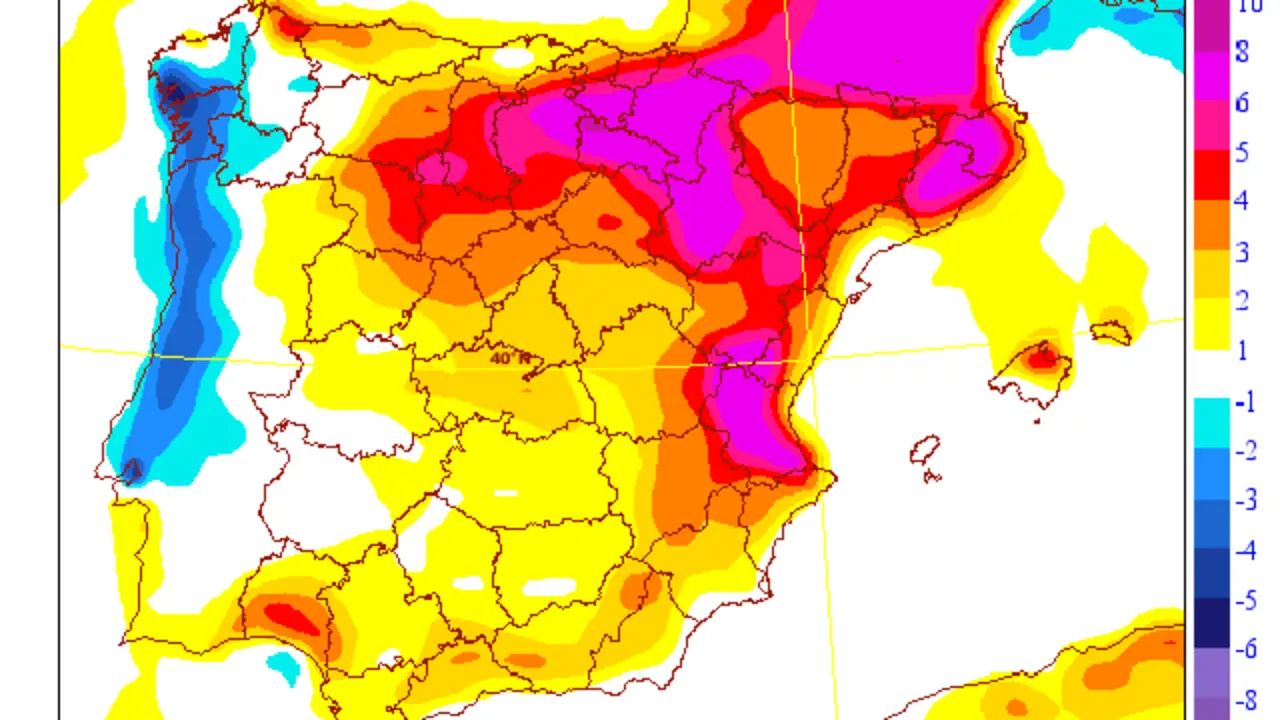 Mapa de predicción de variación meteorológica. AEMET