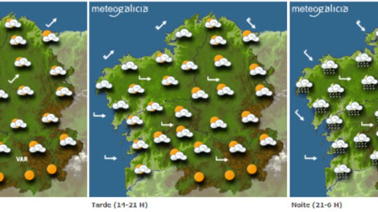 Mapa da previsión do tempo para este xoves.METEOGALICIA