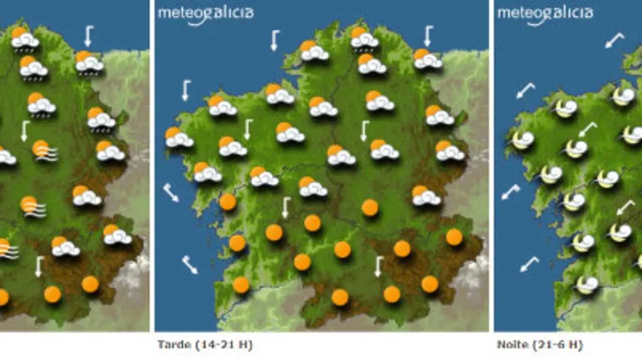 Mapa de la previsión del tiempo en Galicia.METEOGALICIA