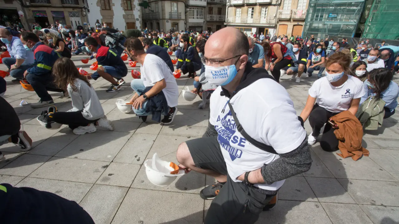 Protesta de los trabajadores de Alcoa en Viveiro. EFE