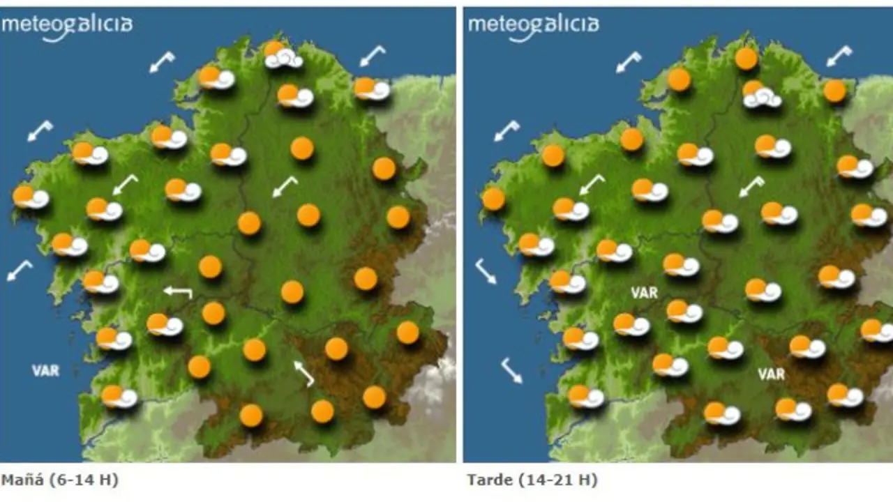 Mapa con la predicción de Meteogalicia