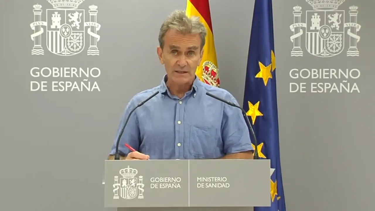 Fernando Simón, durante la rueda de prensa ofrecida este jueves. MONCLOA