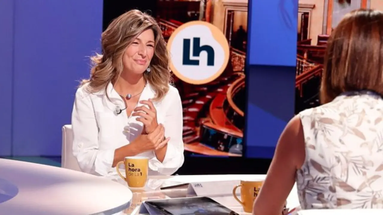 La ministra Yolanda Díaz, durante la entrevista en TVE. EP