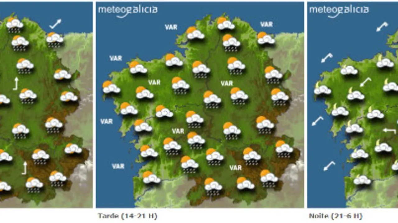 Mapa de la previsión del tiempo para este viernes en Galicia.METEOGALICIA
