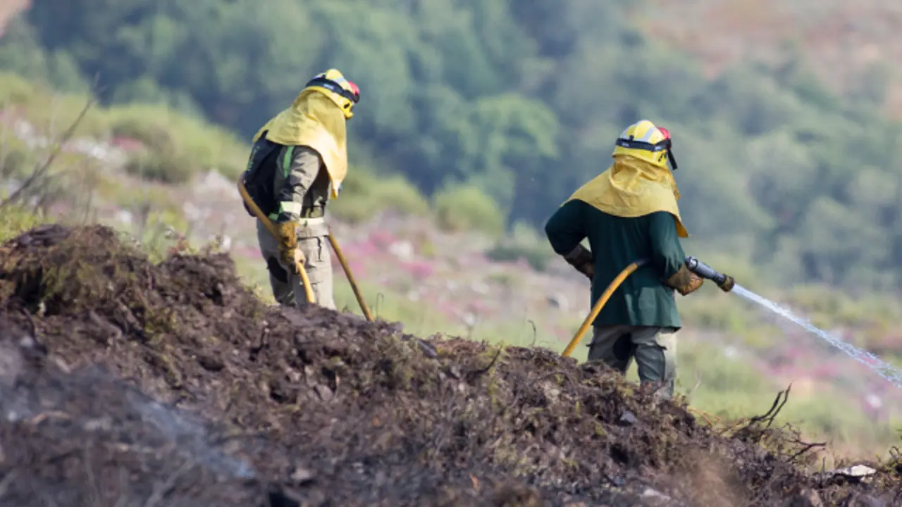 Personal antiincendios, trabajando para sofocar un fuego. ARCHIVO