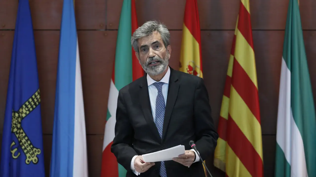 Lesmes, en el acto de entrega de despachos a los nuevos jueces. EFE