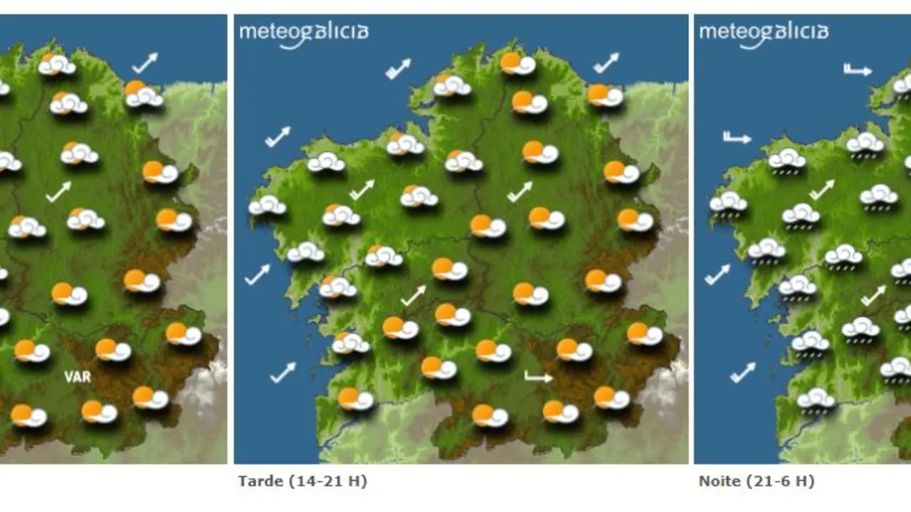 Mapa con la previsión de Meteogalicia