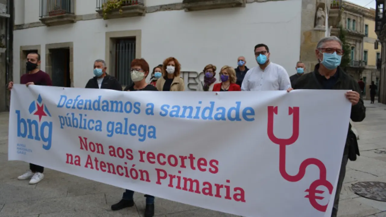 Acto reivindicativo desarrollado por el Bloque este jueves en Vigo. BNG