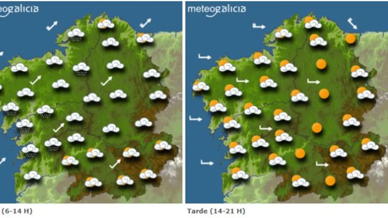 Mapa con la previsión de Meteogalicia