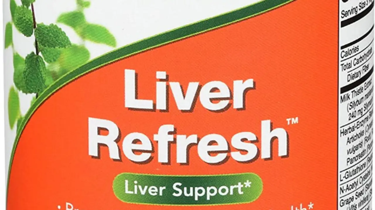 Etiqueta de un frasco de Liver Refresh. EP