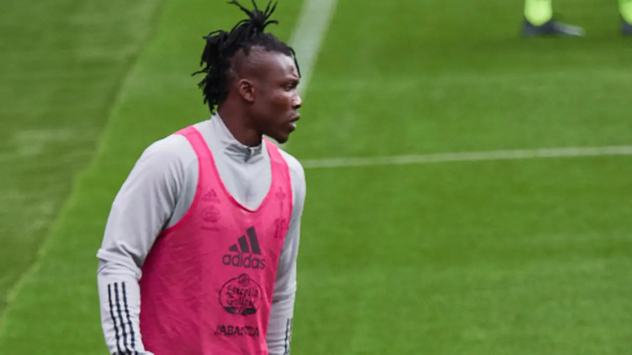 Aidoo, durante un adestramento co Celta. EFE