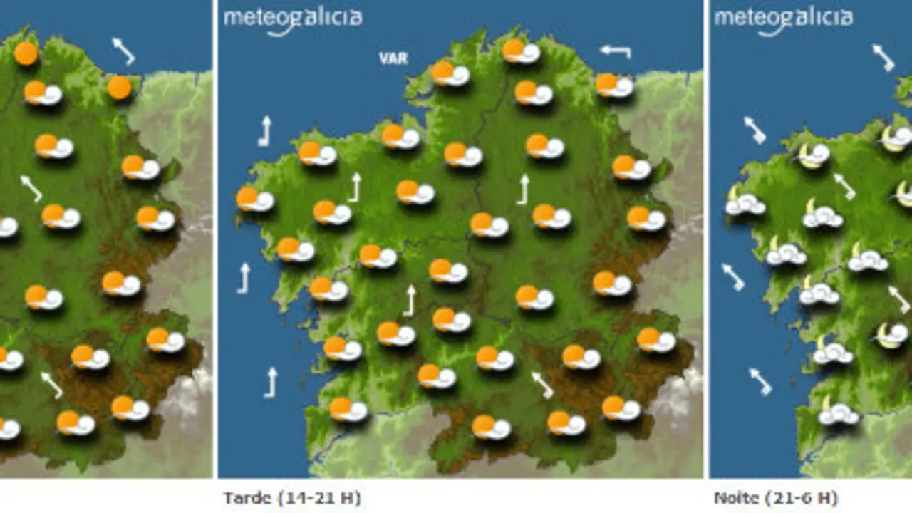 Mapa da previsión do tempo para este domingo. METEOGALICIA