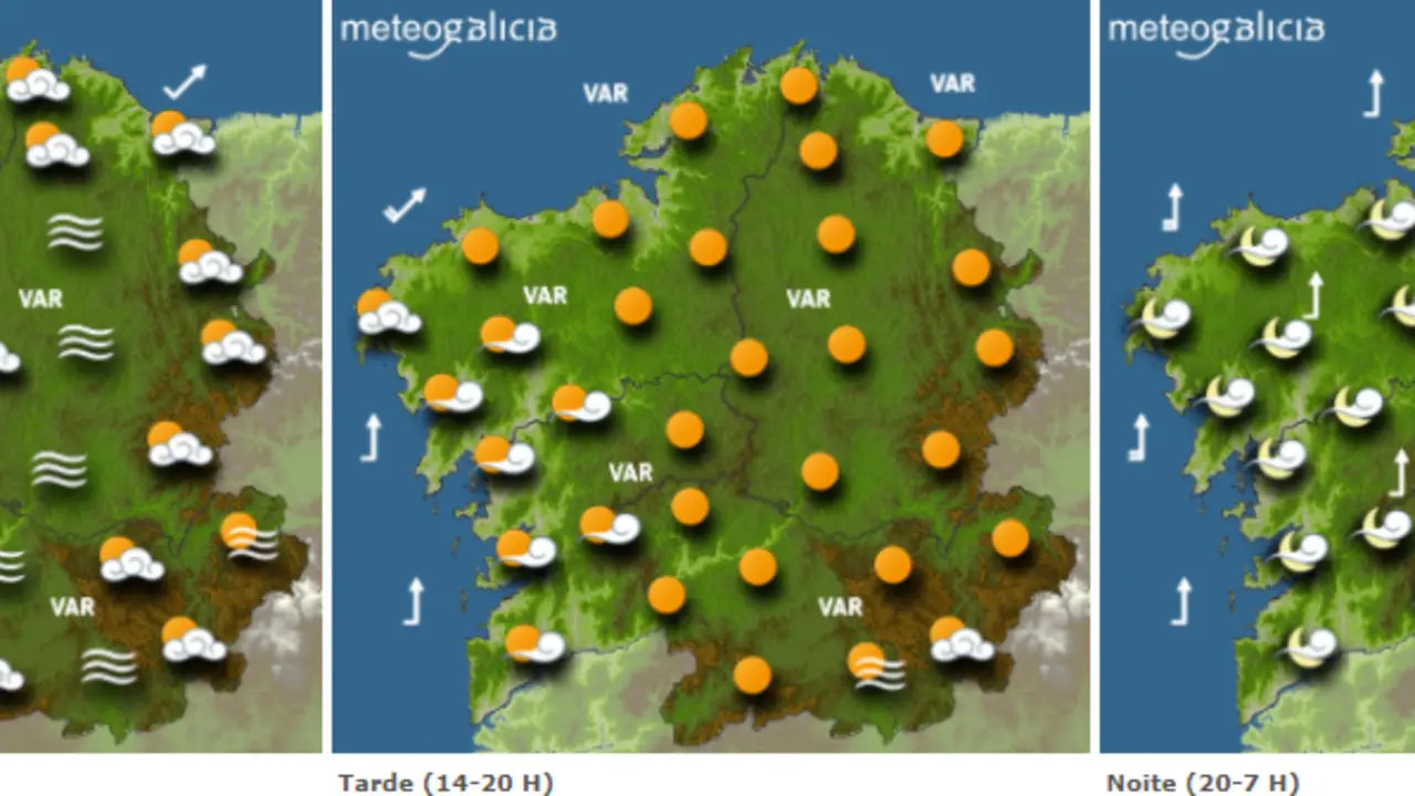 Mapa del tiempo para este martes