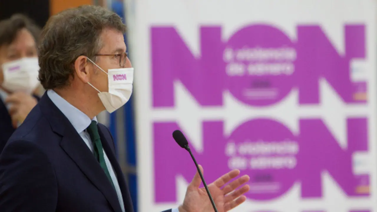 Feijóo, este lunes en Pontevedra. EFE