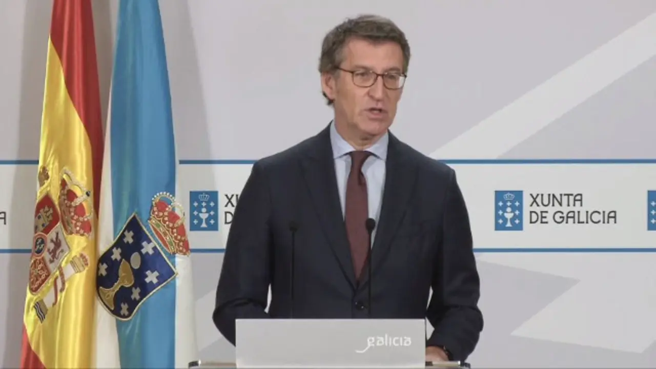 Feijóo, durante a rolda de prensa.EP