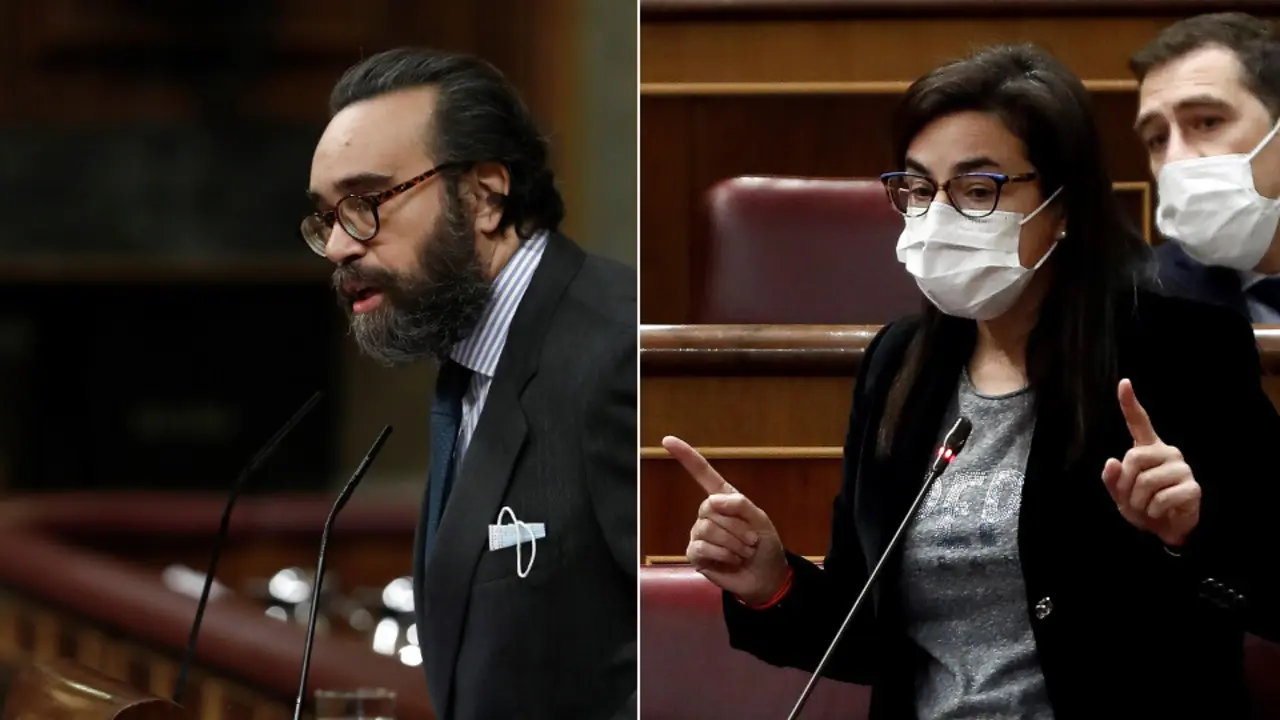 José María Sánchez García y Ana Vázquez, este jueves en el Congreso. EFE
