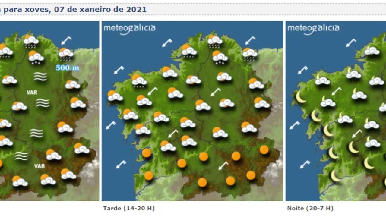 Mapas do tempo para este xoves. METEOGALICIA