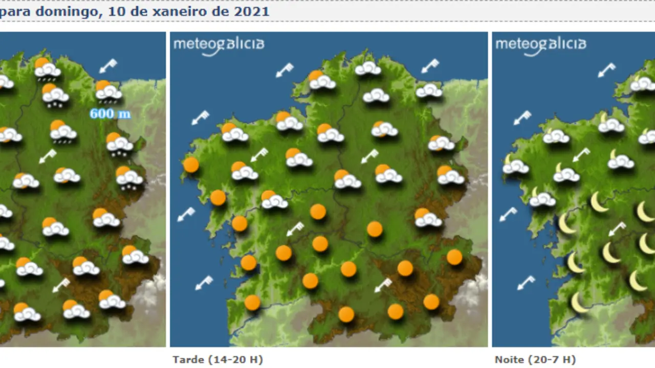 Mapas del tiempo para este domingo. METEOGALICIA