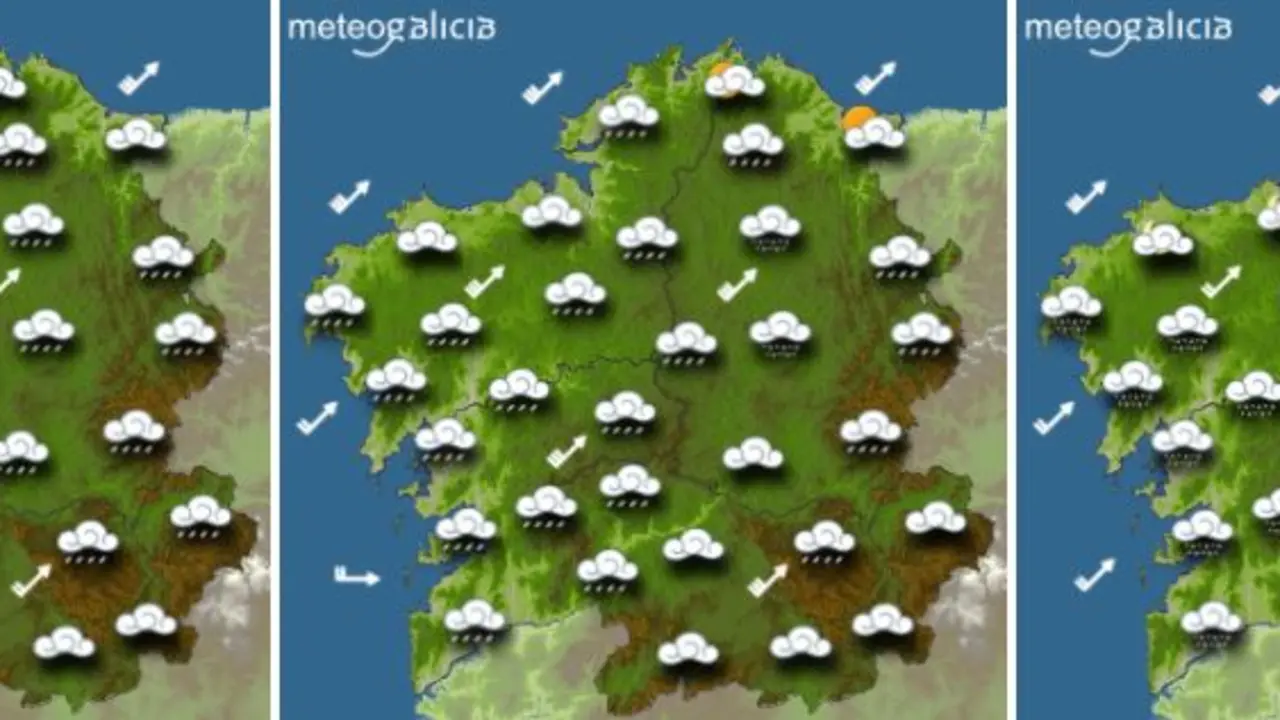 Mapa de la previsión del tiempo para este domingo. METEOGALICIA