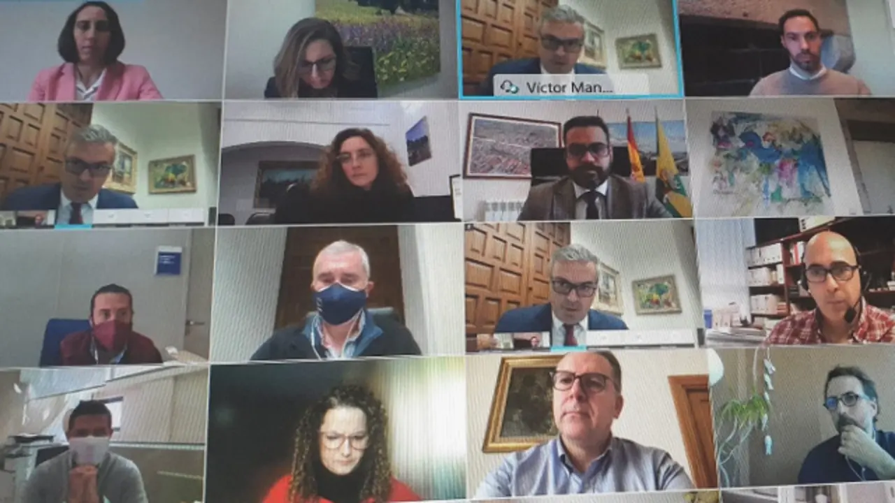 Participantes en la videoconferencia que sirvió para constituir la red este lunes. DIPUTACIÓN DE PONTEVEDRA