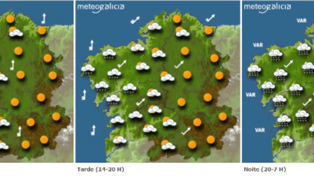 Mapa con la previsión de Meteogalicia