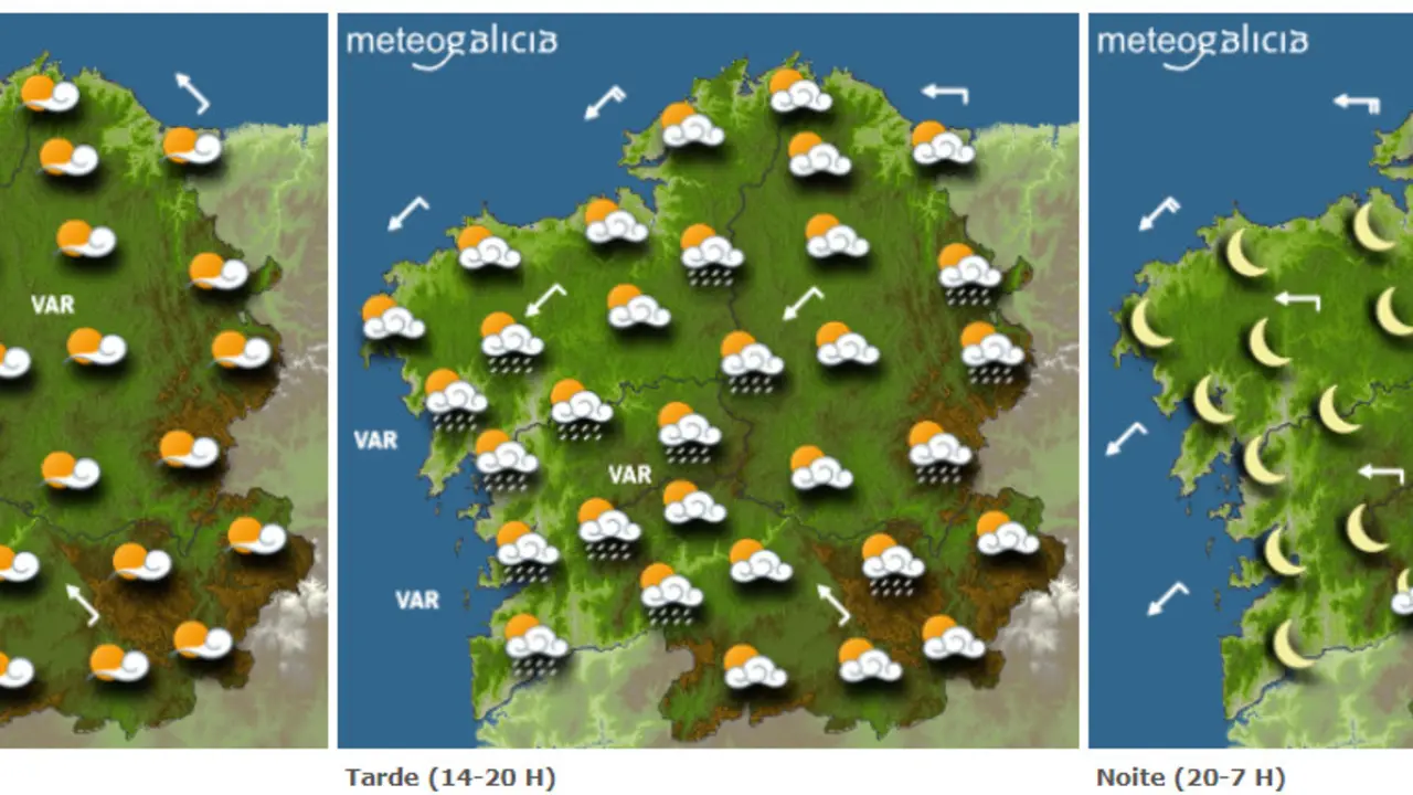 Mapa con la previsión de Meteogalicia