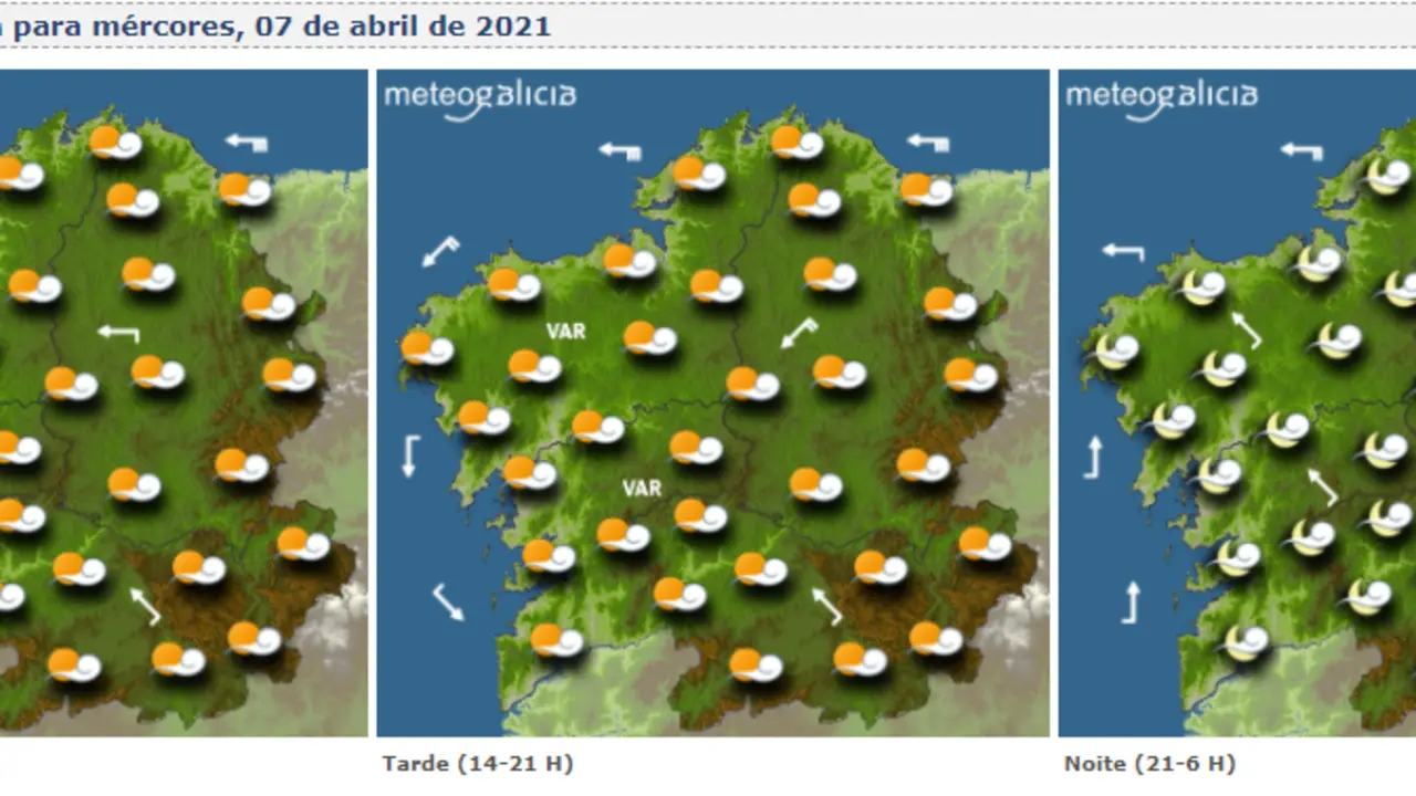 Mapas del tiempo para este miércoles. METEOGALICIA