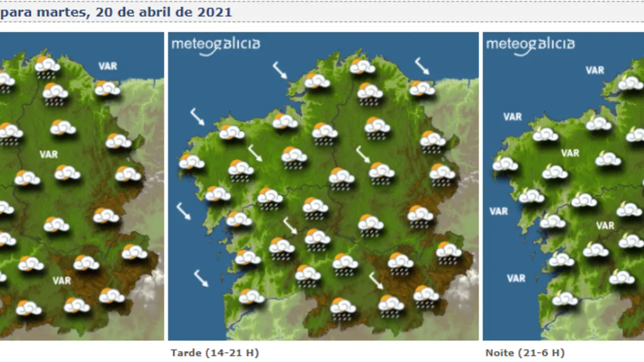 Mapas del tiempo para este martes. METEOGALICIA